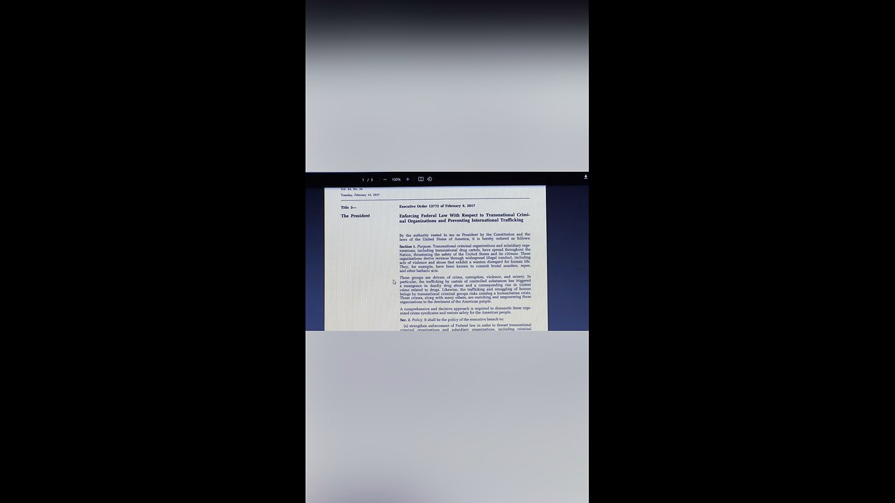 EO 13773 Enforcing Federal Law of Transn’l Criminal Orgs. and Preventing Internat’l Trafficking