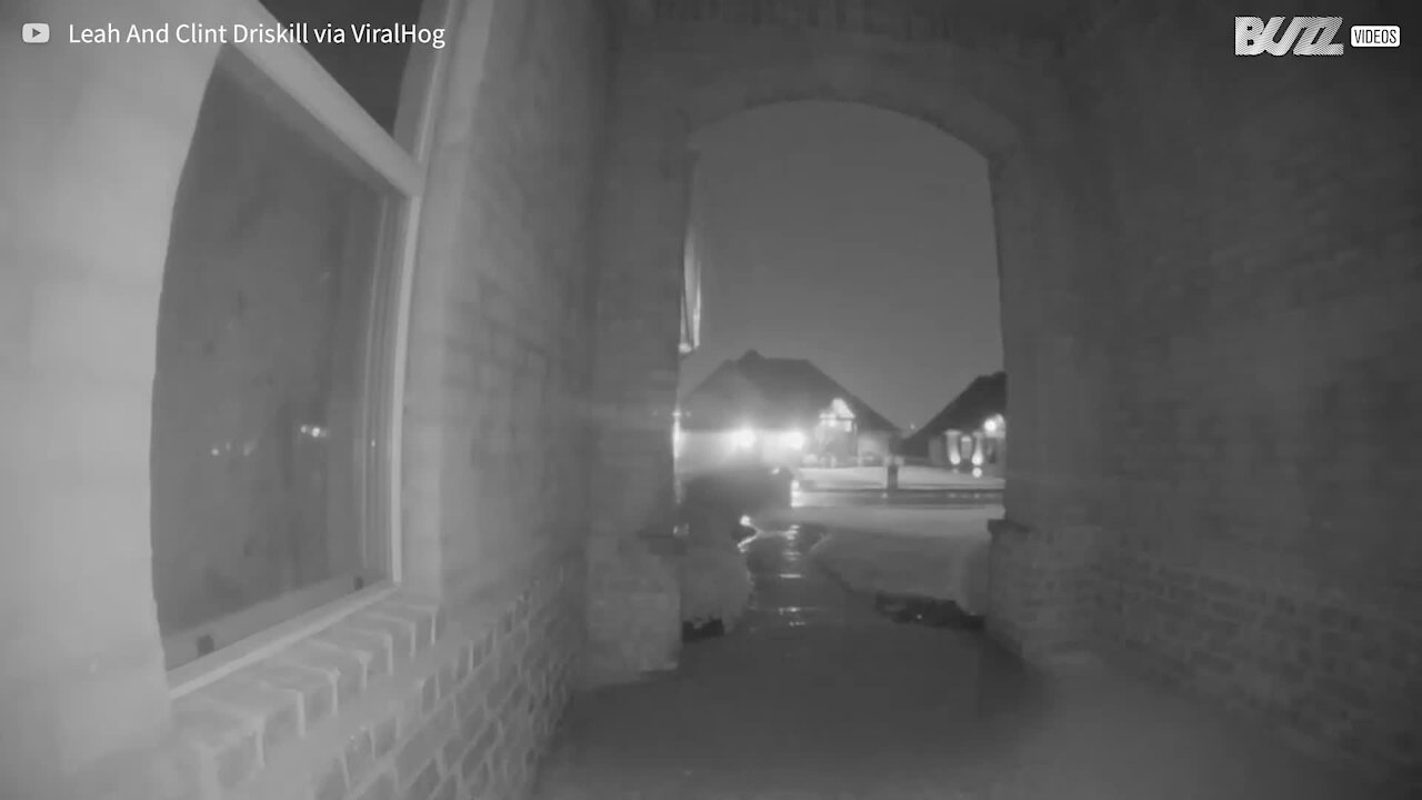 Doorbell camera captures lightning strike hitting home