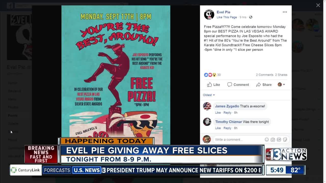 Evel Pie offering free pizza tonight