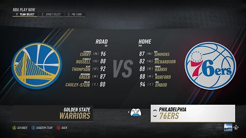 🏀NBA Live Season - Week 3 - Golden State Warriors (Road) VS (Home) Philadelphia 76ers