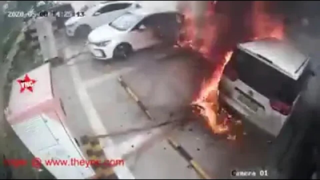 Electric car caught on fire while charging - Say NO to electric cars.