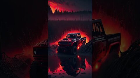 SUV #car #red #landscape #dark #night #neon #illustration #viral #samsung