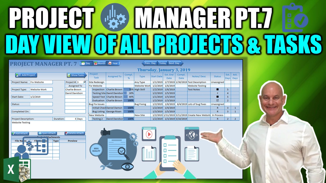 How To Create A Day View Of All Projects & Tasks [Excel Project Manager Pt 7]