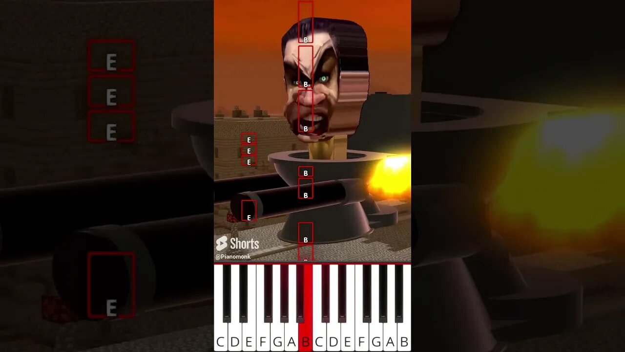 Help the Titan TV Man skibidi toilet 47 parody (@BigTastyAnimations) - Octave Piano Tutorial