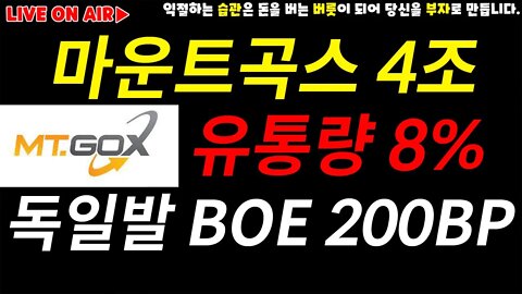 비트코인 폭락 왜? 한줄요약! 독일 PPI와 BOE 금리인상 200bp | 4조원대 마운트곡스 보상안 실행 | 현물ETF |경제전망 차트분석 투자비법 비트코인 실시간 방송 쩔코TV