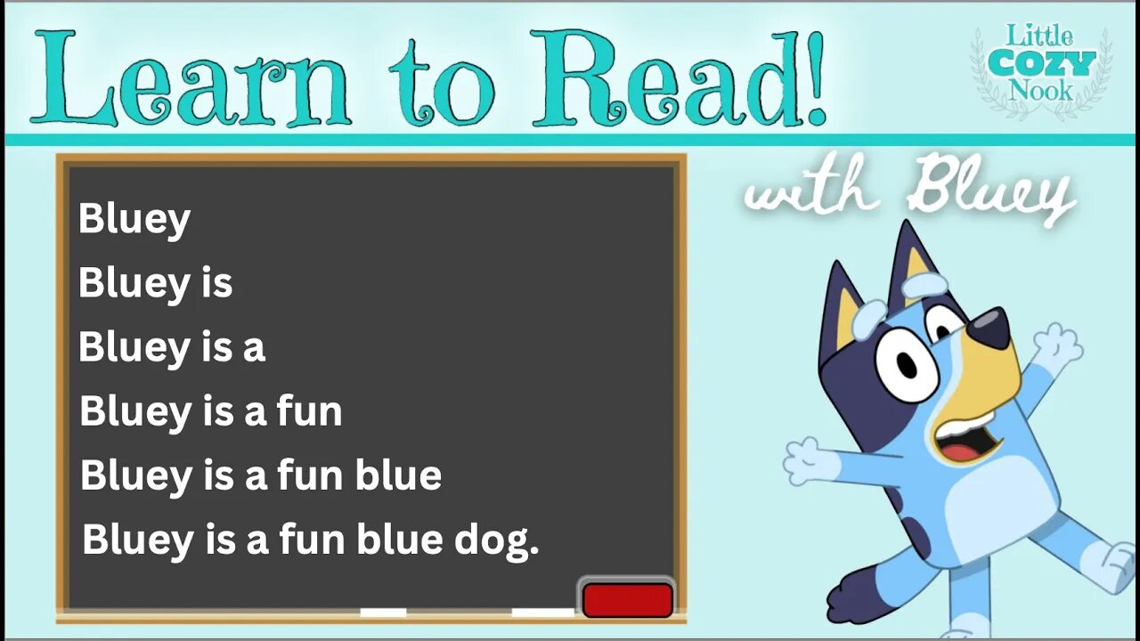 Learn To Read with BLUEY | Practice Simple Sentences for Kids