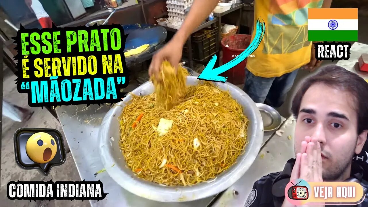 VOCÊ COMERIA UM MACARRÃO SERVIDO ASSIM? Reagindo a COMIDAS DE RUA INDIANAS | Veja Aqui Reacts