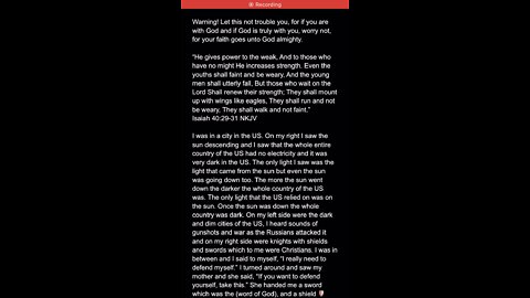 prophetic dream of the Lord