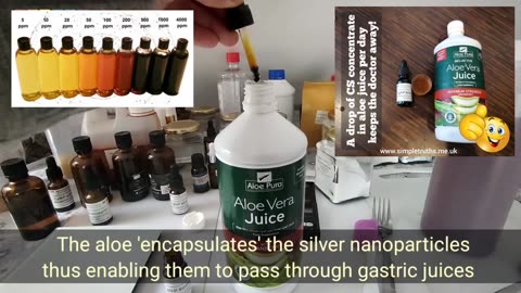 Mixing colloidal silver concentrate with aloe vera juice