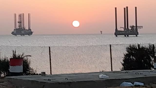 Sunrise in the oil fields of Fanar _ Red Sea _ Egypt