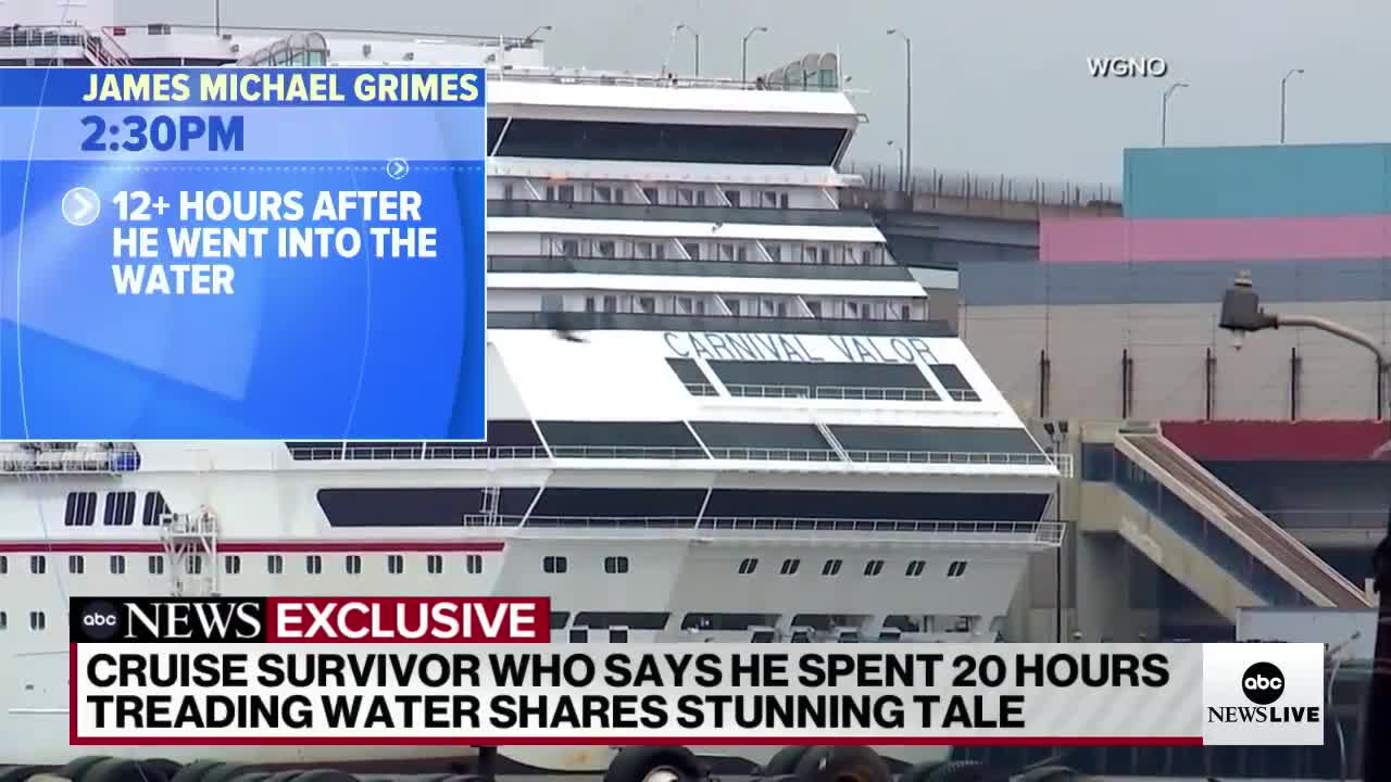 CRUISE SURVIVOR WHO SAYS HE SPENT 20 HOURS TREADING WATER SHARES STUNNING TALE