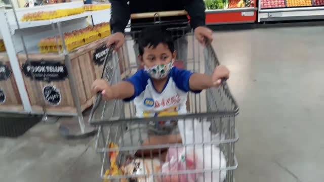 Walking and Shopping at Carefour in Madiun