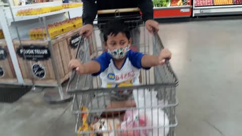 Walking and Shopping at Carefour in Madiun