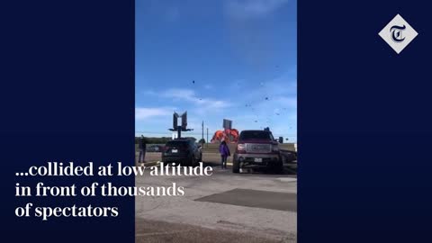Moment two planes collide mid-air during Dallas air show