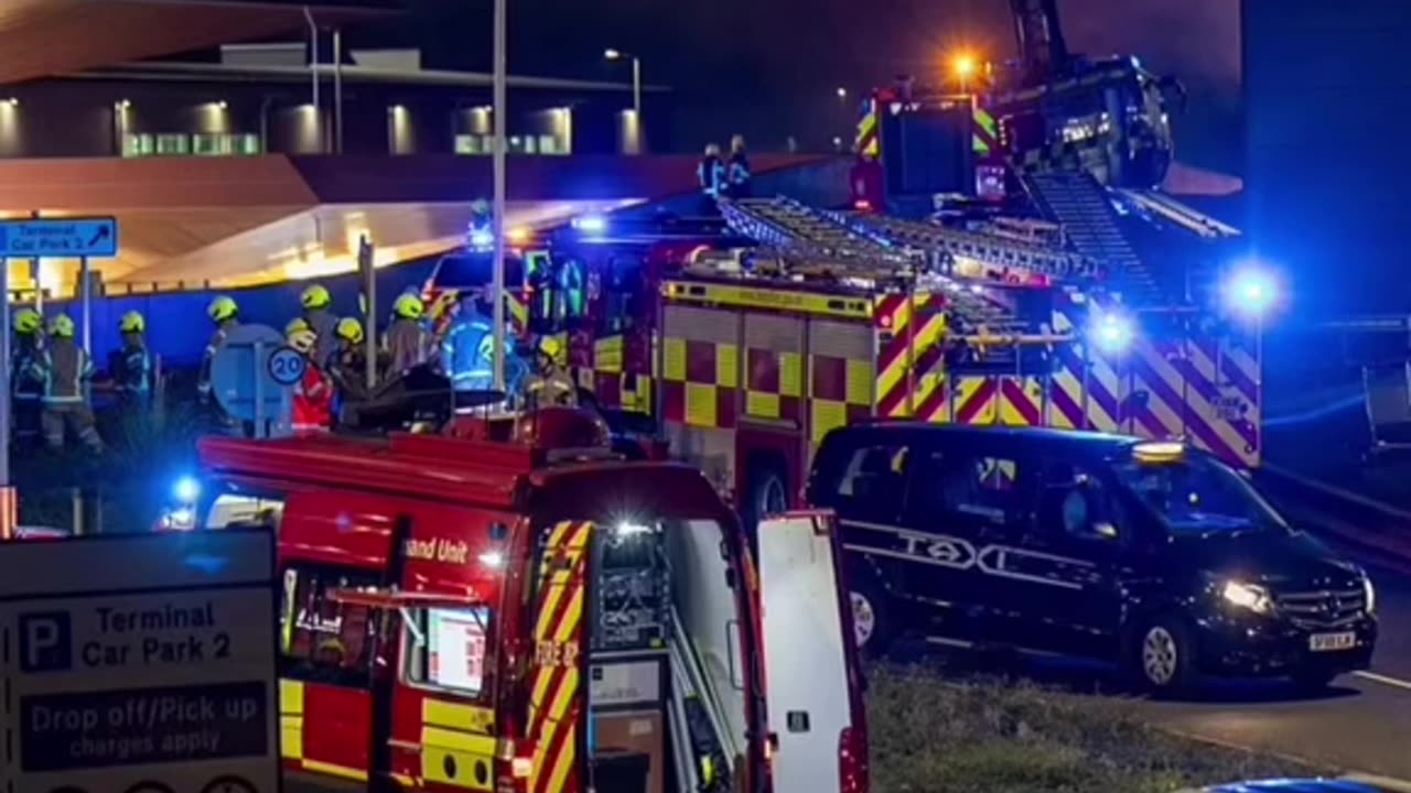 Luton airport fire.car park.