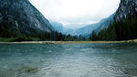 soft rain on a lake