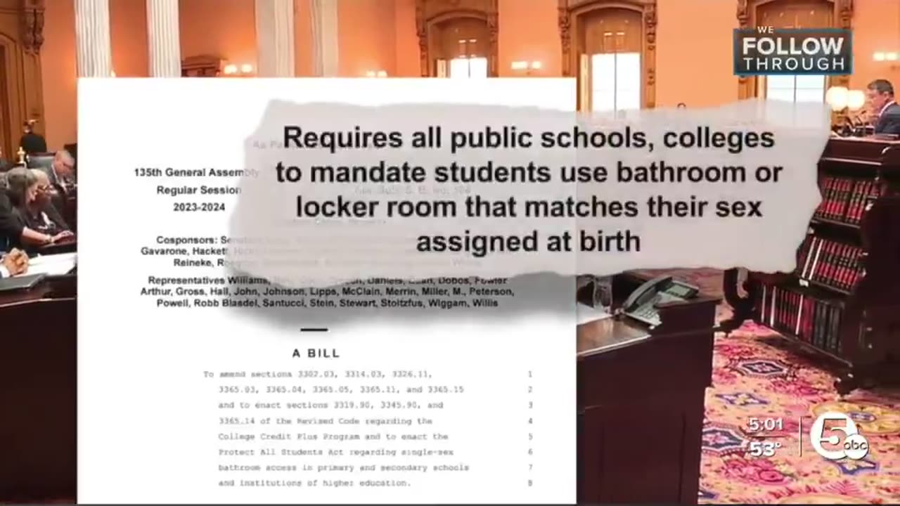 Ohio passed a bill to ban biological males from female bathrooms in schools: