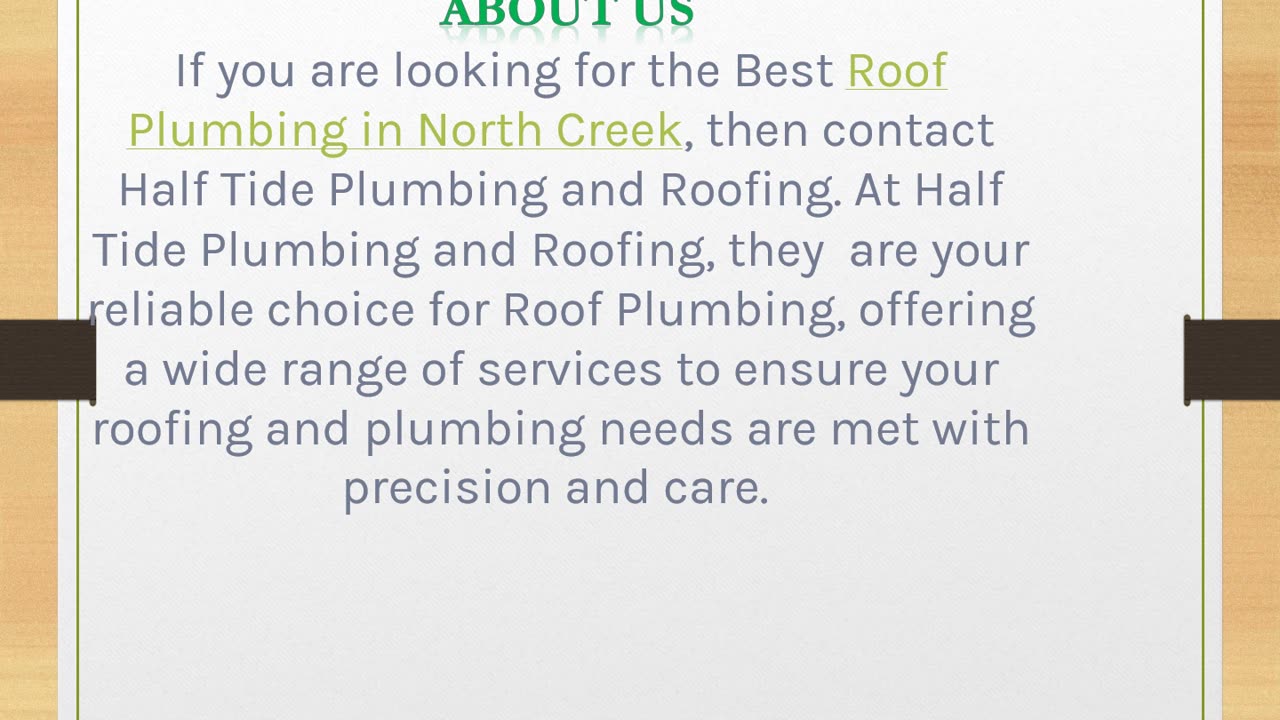 The best Roof Plumbing in North Creek,