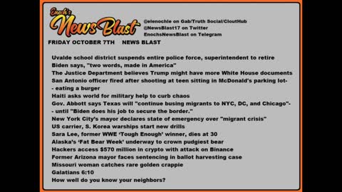 Friday, October 7, 2022 News Blast #NewsBlastReading #NBR