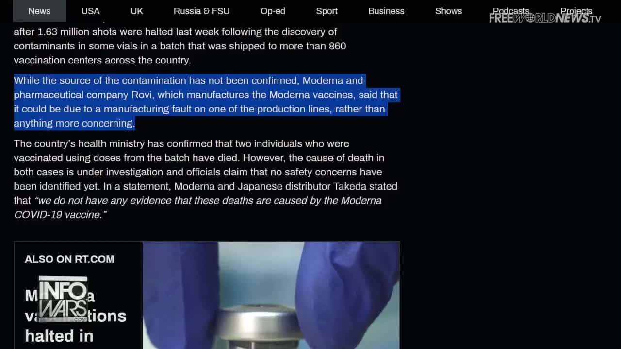 Japan Suspends Moderna, due to contamination! -- Pt2