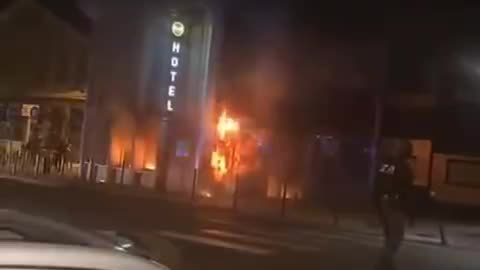 Guests forced to flee as hotel is set alight.