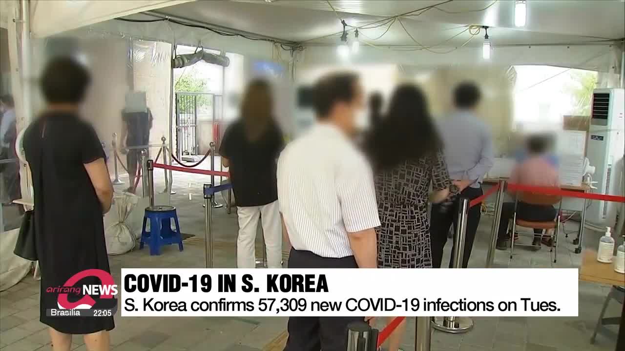 S. Korea confirms 57,309 new COVID-19 infections on Tuesday