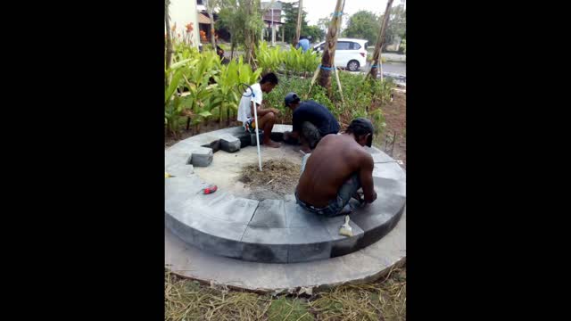 handicrafts, making temple stupas with lava stone materials