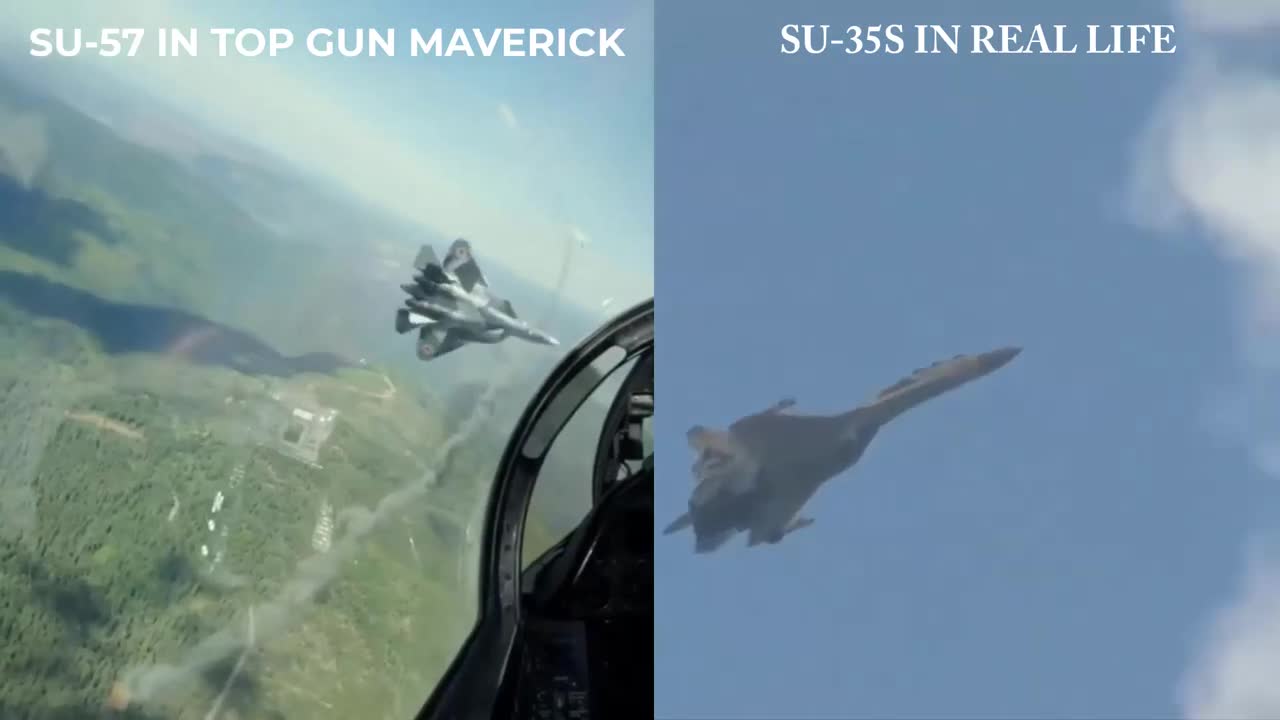 Sukhoi SU-57 maneuver in Top Gun Maverick (CGI) vs Sukhoi SU-35S maneuver in real life