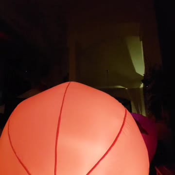 Inflatable Halloween 12ft Pumpkin as it Inflates Inside a House