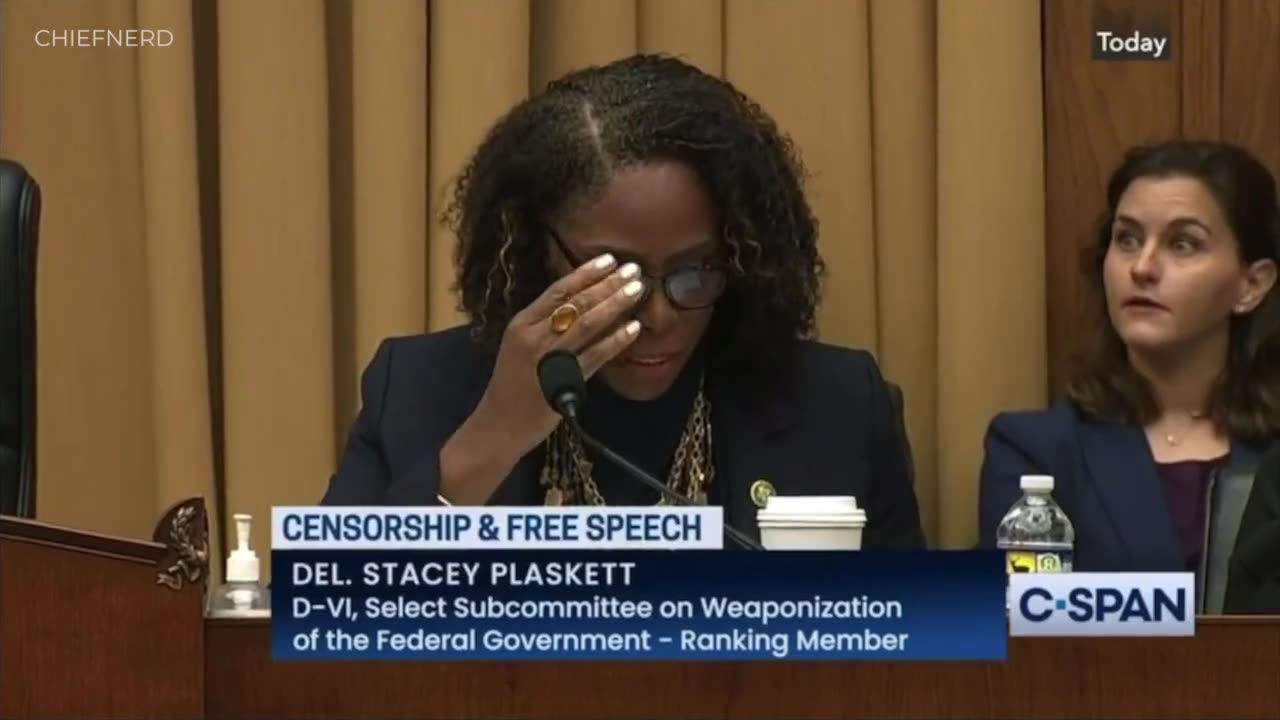 WTF is up with the woman behind Democrat Rep. Stacey Plaskett?