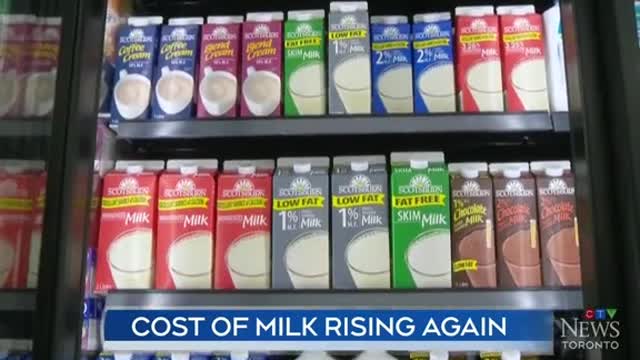 Milk has gone up, and the total increase in the past 12 months has reached about 10 cents per liter.