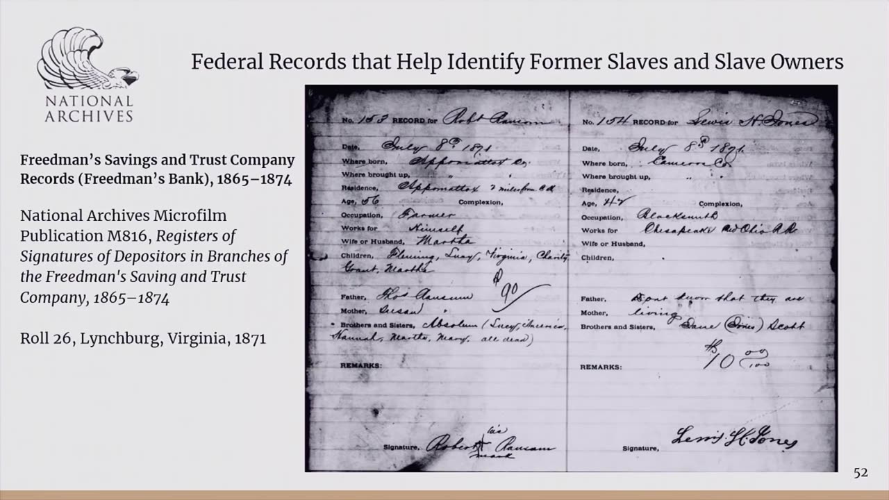 2018 Genealogy Fair Session 2 Federal Records that Help Identify Former Slaves and Slave Owners