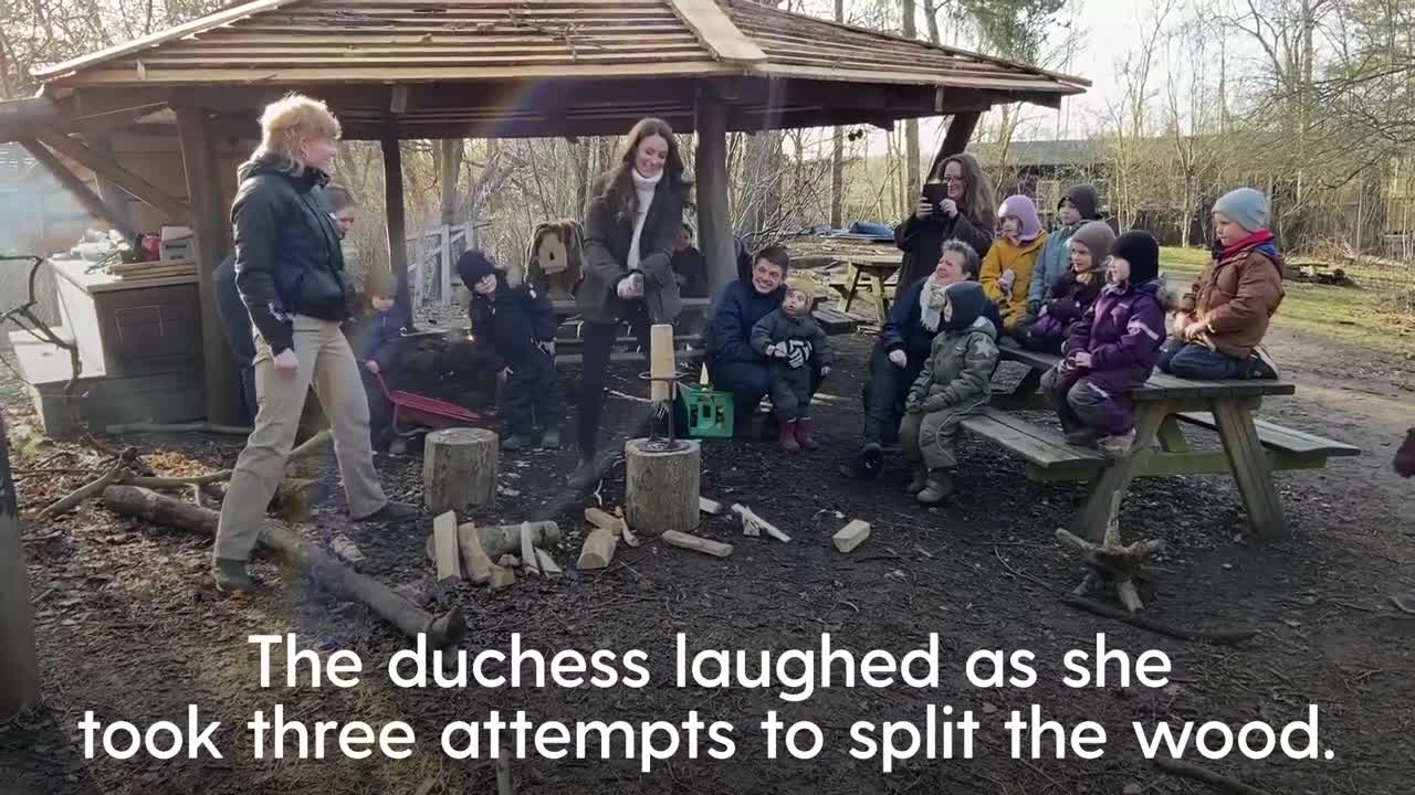 Kate Middleton wields hammer on fact-finding mission to Danish forest school