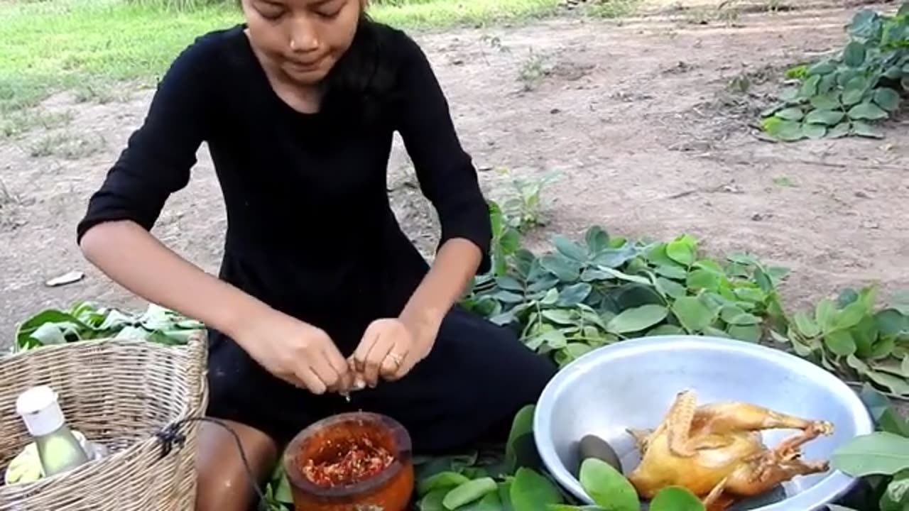 Yummy Cooking Beautiful girl Cooking chicken my natural food