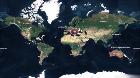 World Lightning map 20minutes