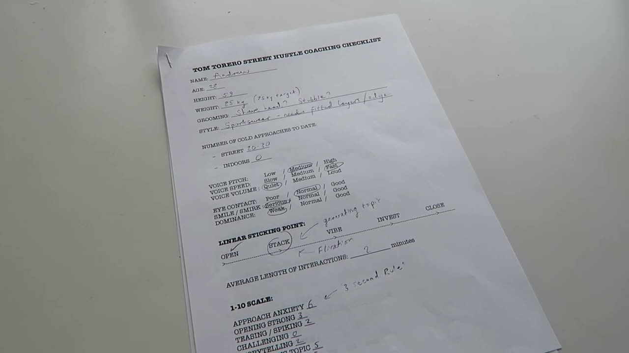 Tom Torero - Street Hustle #24 - Daygame Coaching Toolkit Form