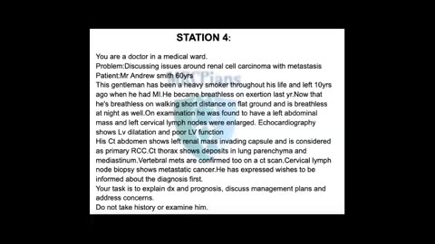 ST4.Talk to a 60 year old smoker man with dilated cardiomyopathy who is found to have RCC