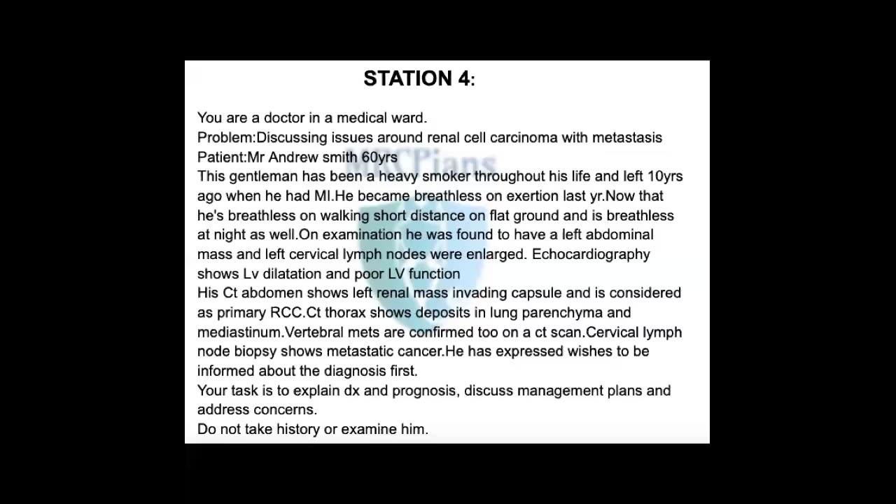 ST4.Talk to a 60 year old smoker man with dilated cardiomyopathy who is found to have RCC
