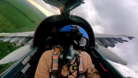 Ukrainian Pilot Firing Rockets into the Treeline