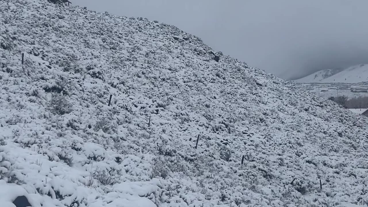 Hiking in a cold and snowy weather .