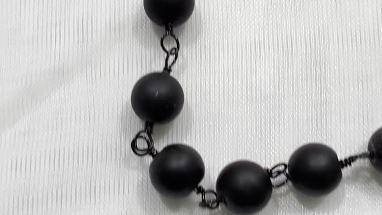 Handmade Unique 32” Necklace with Crystals, Matte Onyx