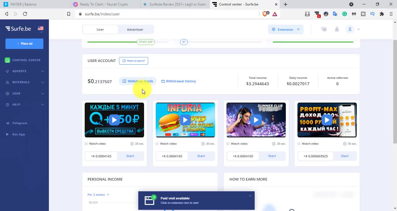 How to earn money from surfe.be earning website 2021