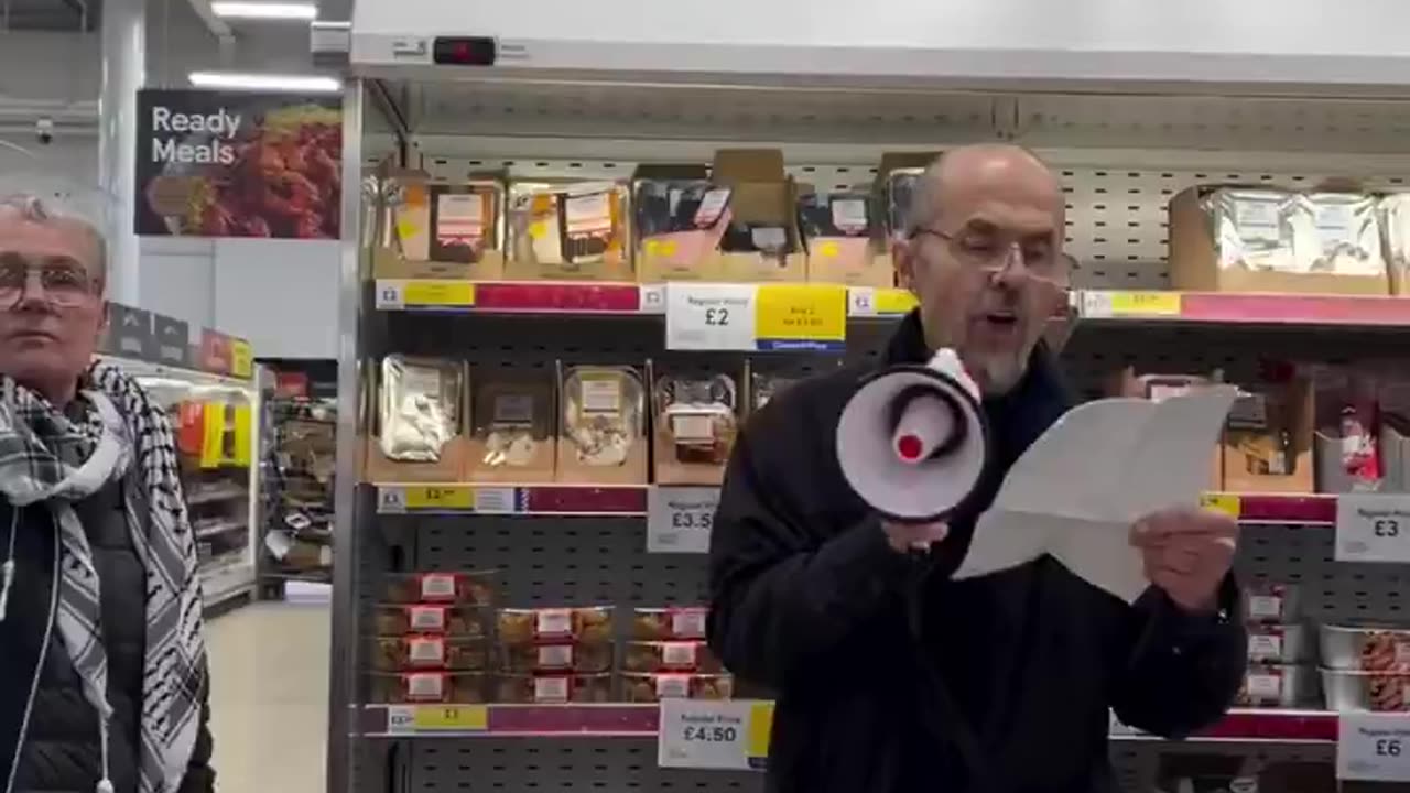 DS activists made an announcement at Tesco in Altrincham, Trafford, urging...