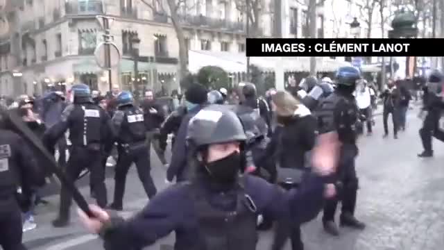 Macron's minions baton and kick freedom protesters in Paris!