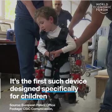 Robotic exoskeleton helps kids with disabilities learn to walk.