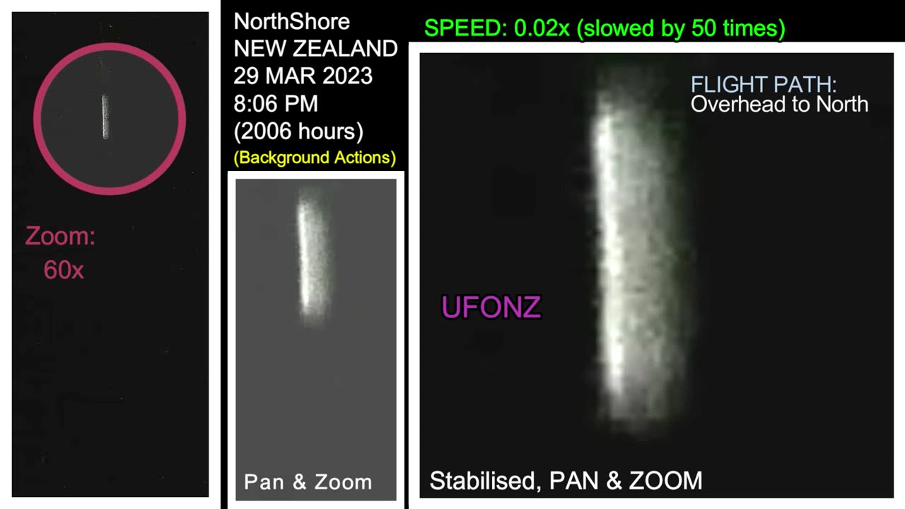 Elongate UFO captured on video over sky/space of New Zealand. REF: R0017