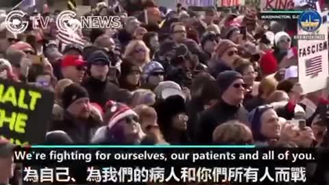 2022年123自由日，美國🇺🇸前綫醫護聯盟醫師在華盛頓DC發表新冠有藥可醫，疫苗強制違反人權。 當時約有5千名群眾到場聲援支持！