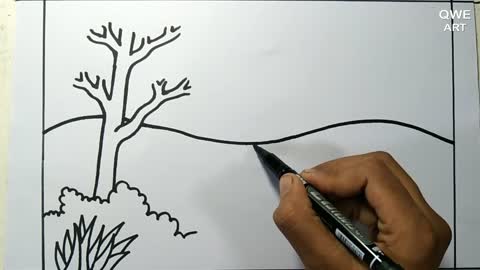 Rainbow Scenery Drawing | Landscape drawing with Mountain and Rainbow - Drawing Class- 12