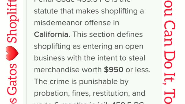 Free $950 of Shoplifting in California!