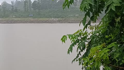 Trishuli River in Nepal during monsoon.